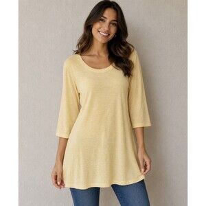 Peruvian Connection hi-low Tunic 3/4 Length Sleeve Size Large Orange used